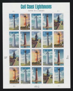 US 4409 44c Gulf Coast Lighthouse Mint Sheet Self Adhesive NH 