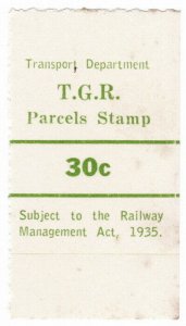 (I.B) Australia - Tasmania Railways : Parcels Stamp 30c