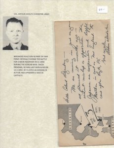 Col Arthur Adolph Chidester, USMC signed Envelope 1945 see description (53254)