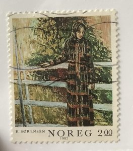 Norway 1982 Scott 808 used - 2k, Tone Veli at the Fence by Henrik Sorensen