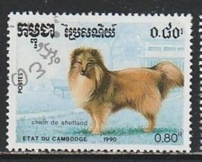 1990 Cambodia - Sc 1050 - used VF - 1 single - Dogs