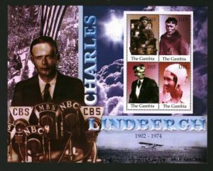 GAMBIA - 2002 - Charles Lindbergh - Perf Souv Sheet - Mint Never Hinged