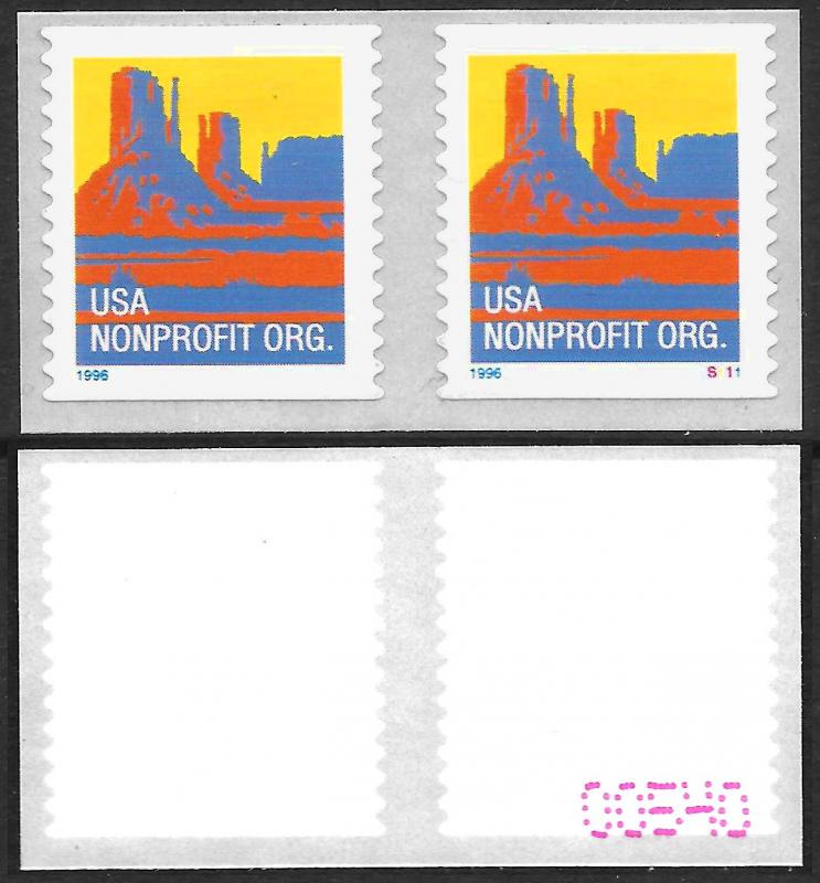 Scott 2902b  (5¢) Buttes Plate # Pair + Back #, MNH