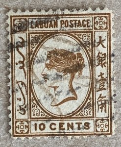 Labuan 1880 10c QV with INVERTED WATERMARK. Scott 8, CV $100.00++. SG 8w