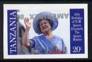 Tanzania 1986 Queen Mother 20s (as SG 426) imperf proof s...