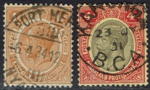 NYASALAND 1921 KGV 1½D AND 4D WMK MULTI SCRIPT CA USED