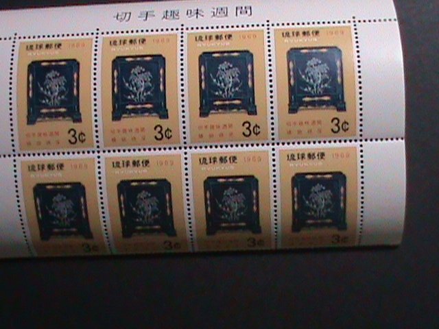 ​RYUKYU-1969 SC #182  INK SLAB SCREEN-MNH-IMPRINT BLOCK OF 8-VERY FINE