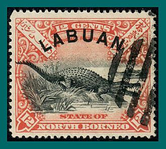 Labuan 1897 Crocodile, perf 15, cancelled  #80,SG95a