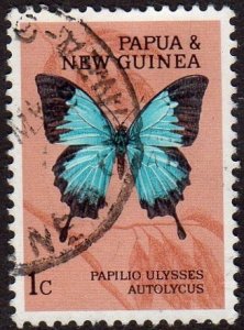 Papua New Guinea 209 - Used - 1c Blue Emperor Butterfly (1966) (cv $1.00)