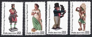 United States #2240-43 22¢ Woodcarved Figures (1986). Four singles. MNH