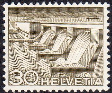 Switzerland 334 - Mint-H - 30c Dam / Power Station (1949) (cv $0.60)