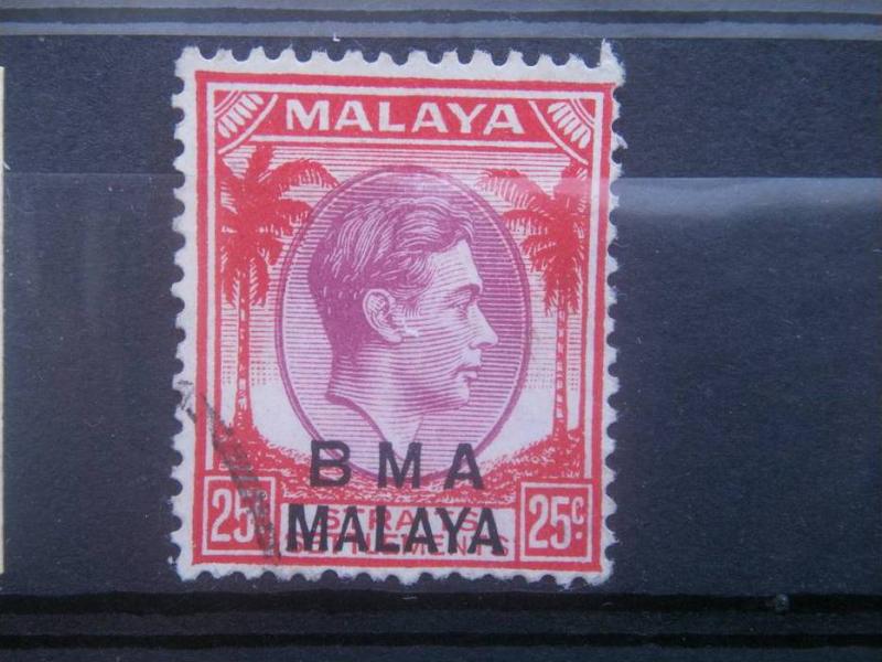 STRAITS SETTLEMENTS, 1945, used 25c, Overprint MBA Malaya Scott 266