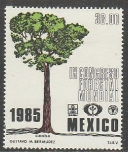 MEXICO 1392, WORLD FORESTRY CONGRESS, SINGLE. MINT, NH. VF.