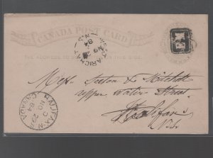 CANADA  postal card  UX7a  fancy cancel 1884 West Arichat NS