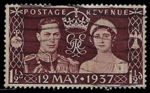 Great Britain #234 Used; 1 1/2p King George & Queen Elizabeth Coronation (1937)