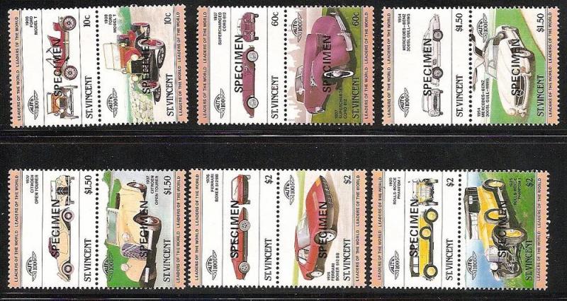 St. Vincent 1983 cars Specimen Set MNH 687-692