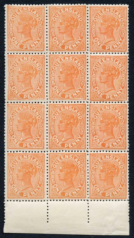 Queensland SG206a 1d Vermilion-red Oval Broken by tip of bust U/M 