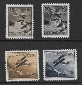 Liechtenstein Scott #C1-C4 Mint short set Bi-plane airmail stamps 2019 CV $70.50