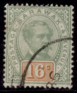 SARAWAK QV SG17, 16c green & orange, FINE USED. Cat £90.