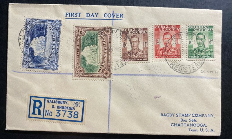 1938 Salisbury Southern Rhodesia First Day Cover FDC To Chattanooga TN USA 