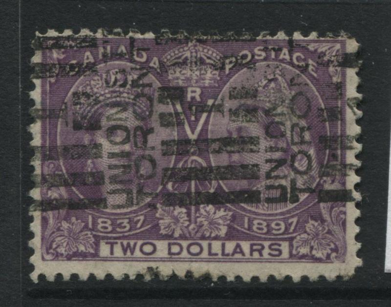 Canada 1897 $2 dark purple Jubilee used with a roller cancel.