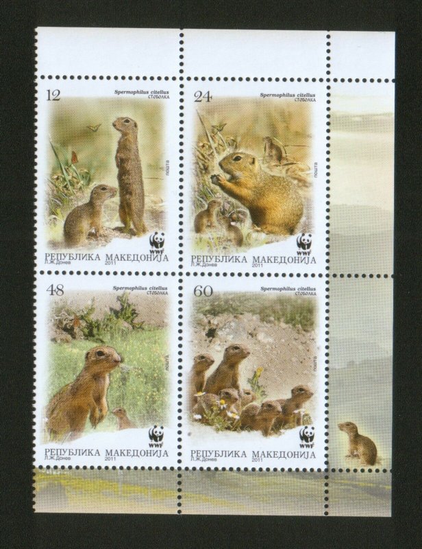 MACEDONIA-MNH**-BL.OF 4 STAMPS-WWF-WILD ANIMALS-2011.