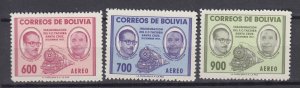 J39621, JL stamps,1957 bolivia set mh #c202-4 train