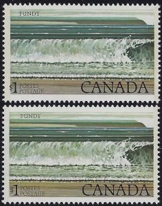 Canada #726 $1 Error / EFO Color Shift Fundy Mint NH (Stk1)