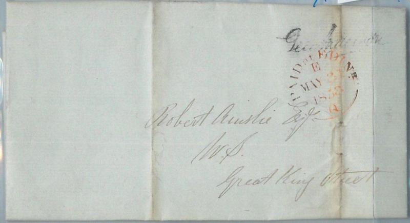 72448 - GREAT BRITAIN - POSTAL HISTORY: Prephilatelic cover from EDINBURGH 1853