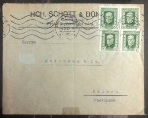 1925 Prague Czechoslovakia Commercial Cover To Barmen Germany