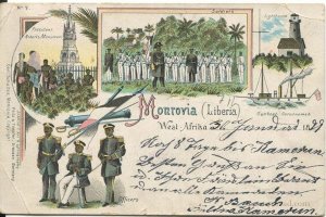 1899 HARPER LIBERIA cds on postcard to Germany  with 3c franking.