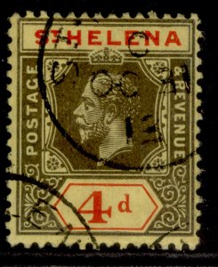 ST. HELENA GV SG83, 4d black & red/yellow, FINE USED. Cat £30. CDS