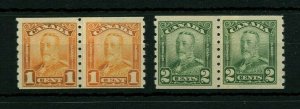160i, 161i, of 1 & 2 cent SCROLL PASTE-UP pairs  MNH Cat $480 Canada mint
