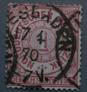 North German Confederation #16 Used FN WIESBADEN Place Cancel Date 17 4 70