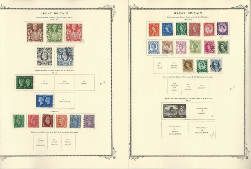 Great Britain Stamp Collection 1840-1969 on 50 Scott Specialty Pages, JFZ