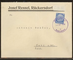 Sudetenland, Older Cover, Provisional Cancel, 1938 