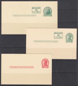 US Sc UX27a/UX43 mint 1914-1952 Postal Cards, 9 different, crisp & VF