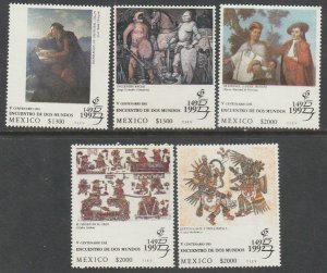 MEXICO 1726-1730, DISCOVERY OF AMERICA, 500th ANNIV. STAMPS SET. MINT, NH. VF.