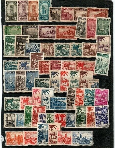 French Morocco -Collection of Mint NH stamps sets and singles + 3 stamp Used set