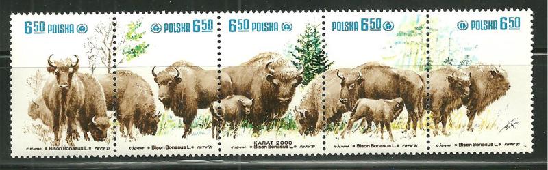 Poland 2471a-f MNH strip Wild Bison