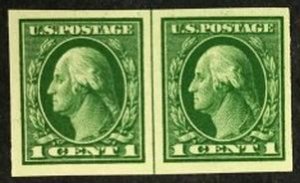 US Stamp #408 Mint George Washington Imperf. 1912 Regular Issue Line Pair