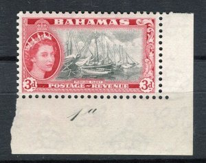 BAHAMAS; 1950s early QEII Pictorial issue fine lovely Mint CORNER 3d. value