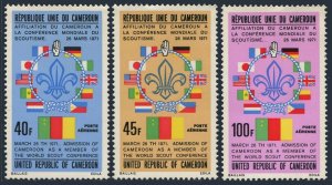Cameroun C202-C204,MNH.Michel 738-740. World Scout Conference,1971.Flags.