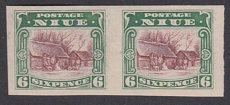 NIUE 1920 6d Imperf proof pair in issued colours on gummed paper...........29144