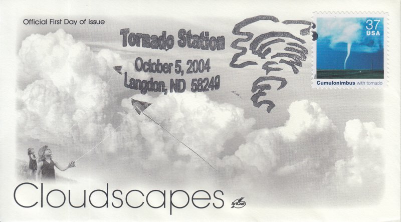 2004 Cumulonimbus w/Tornado Cloudscapes  (Scott 3878o) Artcraft Clouds FDC