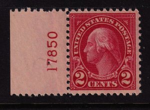 1923 Washington 2c carmine Sc 554 MNH left plate number single CV $15 (L11