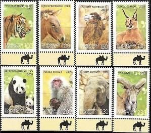 Tajikistan 2009 Asian mammals set of 8 perforated stamps MNH