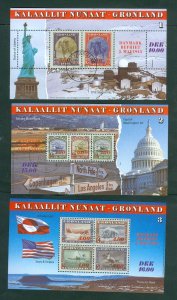 Greenland. 1995. 3 Souvenir Sheet. Cancel. Set. The American Series 1945-95.