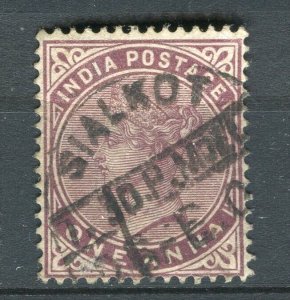 INDIA; 1890s early classic QV issue 1a. value, + fair Postmark, Sialkot