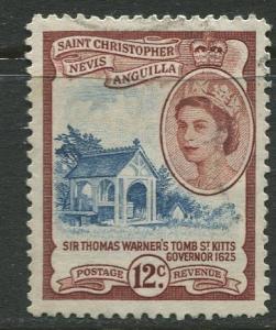 St. KITTS-NEVIS - Scott 128 - QEII Definitives -1954 - FU - Single 12c Stamp